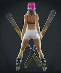 Une escort girl fait du ski